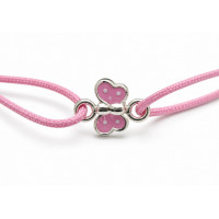 Zilveren Baby armbandje roze vlinder