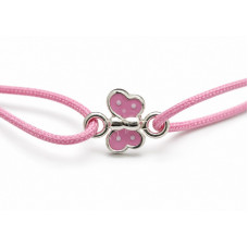 Zilveren Baby armbandje roze vlinder