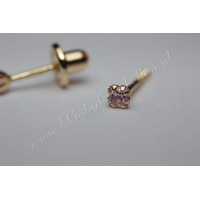 Gouden Babyoorbellen zirkonia roze