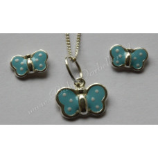Zilveren Combi-set Vlinder Blauw
