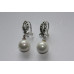 Zilveren Oorhanger witte parel zirkonia's